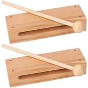 2 Set Solid Wood Rhythm Block with Mallet, Wood Block Musical Instrument, Percussion Rhythm Blocks, Hand Percussion Instruments for Adults, Concert Percussion, Live Musical, School, Community$$Music