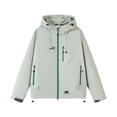 thumbnail image 6 of Women Hooded Rain Jacket Lightweight Zip Up Windbreaker Drawstring Waterproof Short Coat with Pockets for Outdoor Fall Travel, 6 of 6