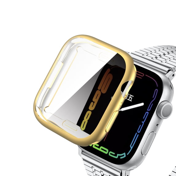 Scratch Impact Resistant Soft Flexbile TPU Protective Shell Case for Apple Watch Series 7 45mm - Gold