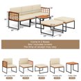 thumbnail image 3 of Costway 6 PCS Acacia Wood Patio Furniture Set Outdoor Sectional Conversation Sofa Set Beige, 3 of 9