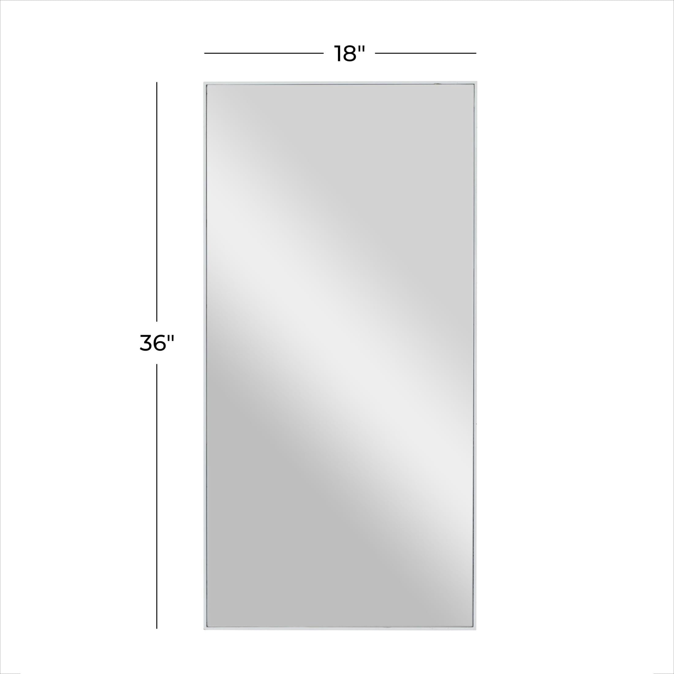 DecMode 18" x 36" White Wall Mirror with Thin Frame