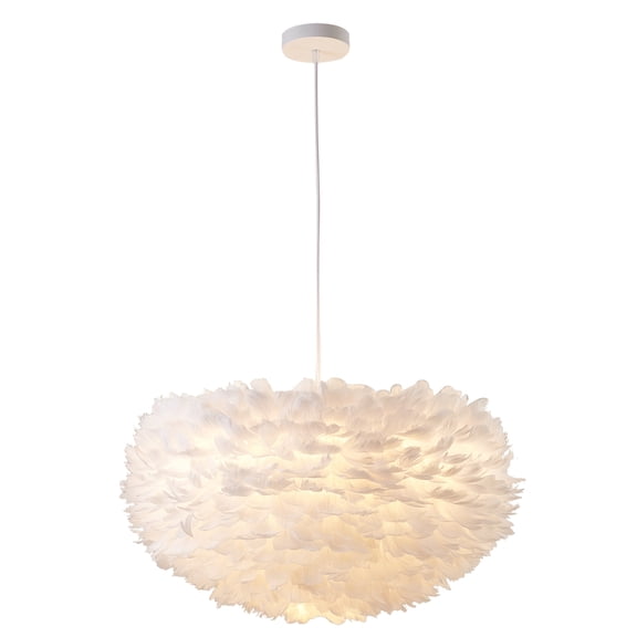 Bethel White Goose Feather Ball Ceiling Fixture With White Iron Frame