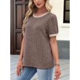 thumbnail image 5 of Women'S Textured Shirts Tops Short Cap Sleeve Shirts Loose Fit Summer Outfits Khaki XL, 5 of 8