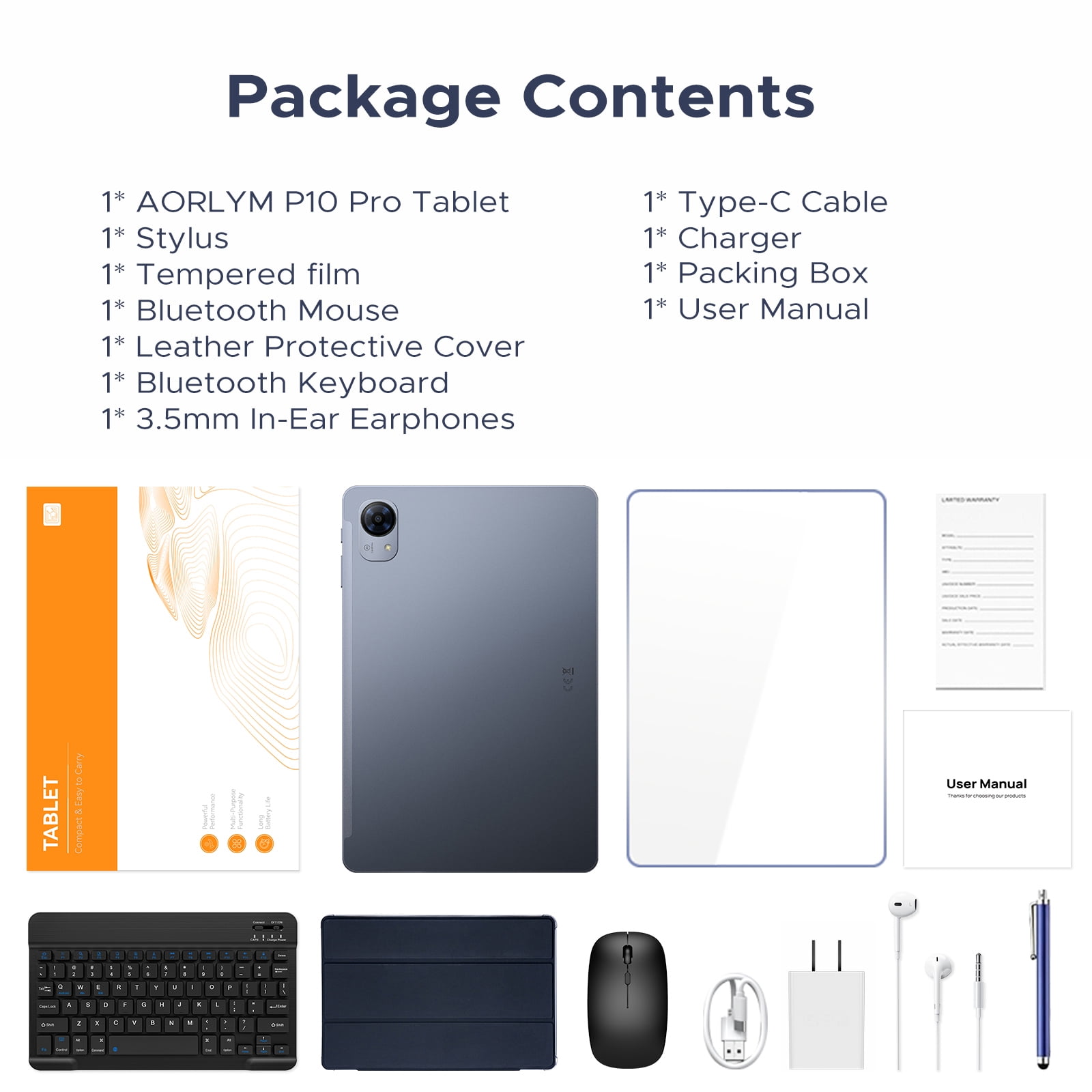 Aorlym P10 Pro Android 16 Tablet, 10 inch Tablets with Gemini AI, 120Hz, 48GB RAM+128GB ROM/2TB, Octa-Core T7250, 8800mAh, 13MP+5MP, 3.5mm Jack, Face ID, GPS, 5G WiFi, OTG, Keyboard pen