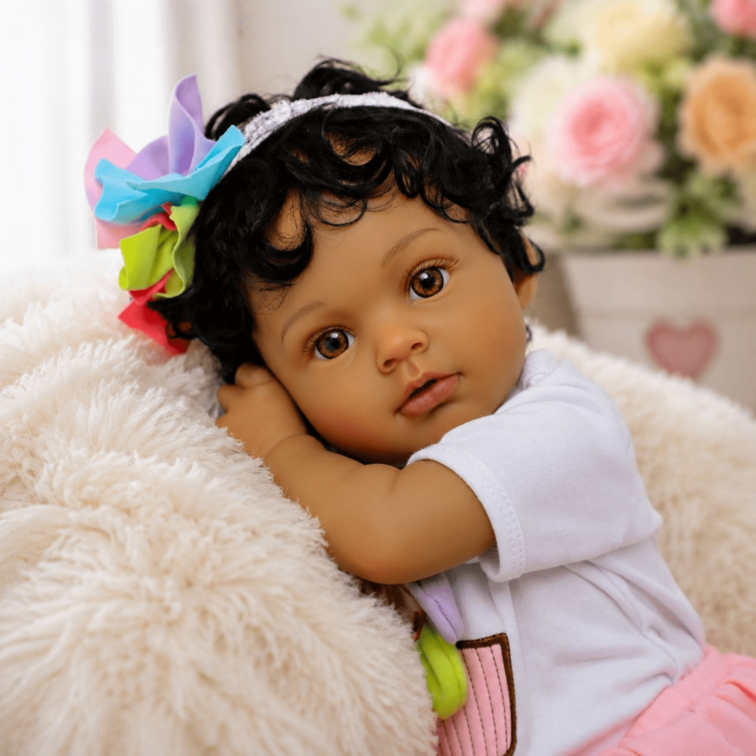 Realistic Reborn Baby Doll - 20 Inch Real Life Black Doll Girl, Lifelike African American Baby with Full Body Vinyl, Weighted Newborn Brown Hispanic Dolls for Ages 3 4 5 6 + Gift