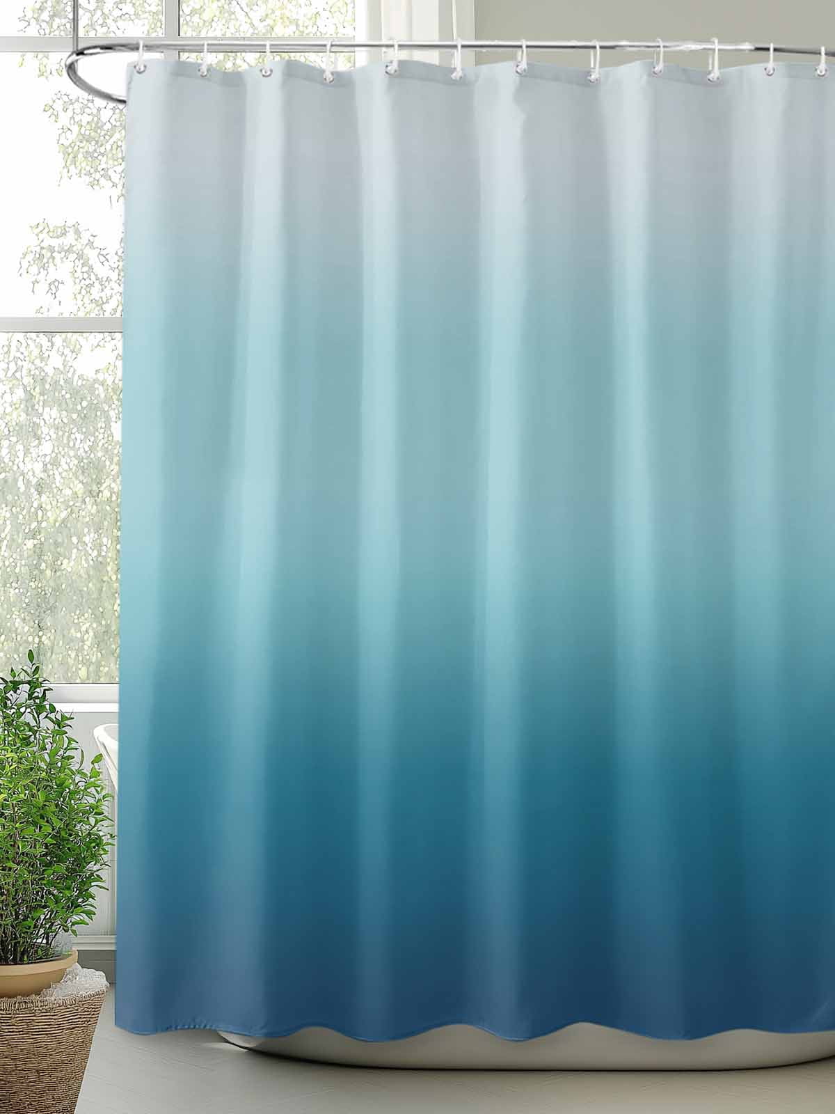 Boanket Polyester Fabric Ombre Pure Blue Abstract Art Shower Curtain, Waterproof Bathtub Curtain Bathroom Decor Set with Hooks 60 x 72 Inches,