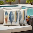 thumbnail image 4 of Watercolor Feather Outdoor Waterproof Pillow Covers, Vintage Country Wooden Grain Art Decorative Square Throw Pillowcase Sofa Cushion Sham for Patio/Couch/Chair, 20"x20" 2 Pack, 4 of 8