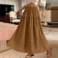 thumbnail image 5 of Women's Boho Eyelet Embroidery Maxi Skirt, Casual Summer Long Skirt with Pockets, High Waisted Tiered Swing A-Line Beach Skirt, 5 of 5