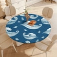 thumbnail image 5 of Ocean Waves Pattern Fabric Round Table Cover Kitchen Printed Waterproof Tablecloth Elastic Edged Tablecloth Fits Party Wedding Indoor Outdoor Tables, 5 of 8