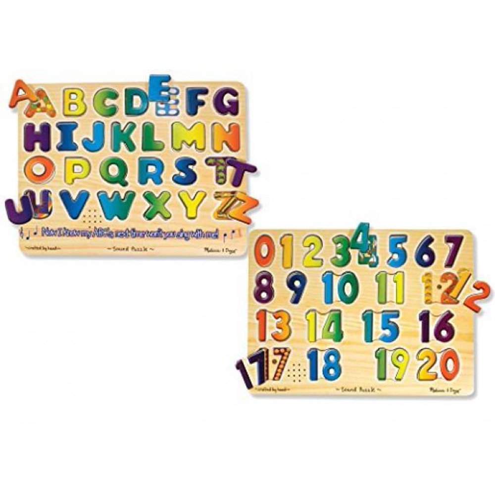 Melissa and Doug Puzzle 2Pack Numbers Sound Puzzle with Alphabet