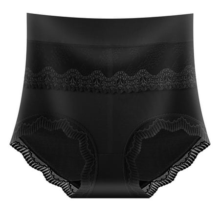 Fancifize 2-Pack Sexy High Waisted Underwear for Women Breathable Lace Panties Soft Comfort Underwear Panty XL Black