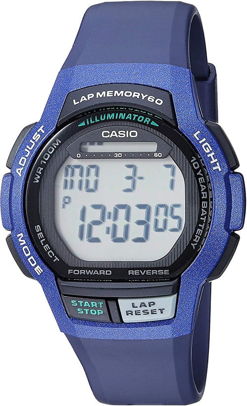 Casio Men's Runner Digital Quartz Lap Memory 100m Blue Resin Watch WS1000H-2AV