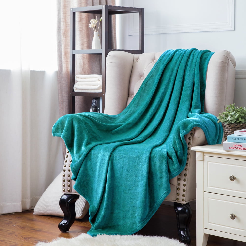 Bedsure Fleece Blanket Throw Size Teal Lightweight Super Soft Cozy Luxury Bed 