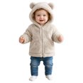 thumbnail image 3 of JUMEYU Winter Jacket Toddler Girl Baby Girls Fuzzy Plush Hooded Jacket Sherpa Zip-Up Front Toddler Coat 18 24 Months (White,18-24 Months), 3 of 5