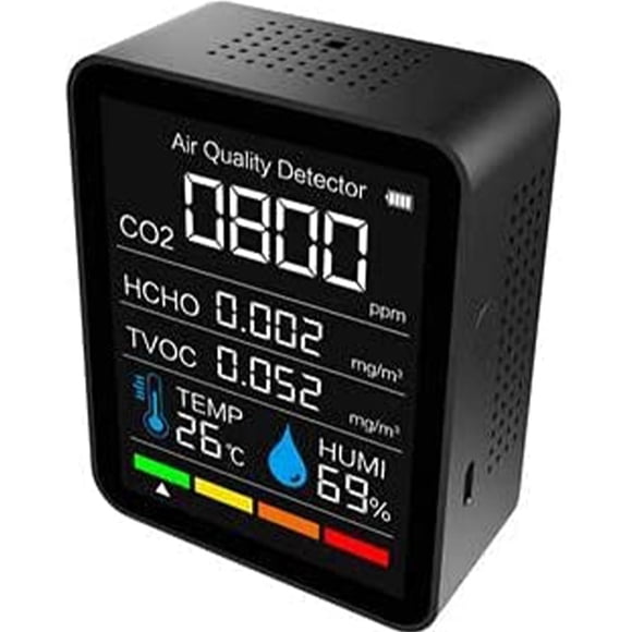 Détecteur de Dioxyde de Carbone 3 en 1 avec Moniteur de Qualité de l'Air Sans Fil Hygromètre Portable de Dioxyde de Carbone Sans Fil
