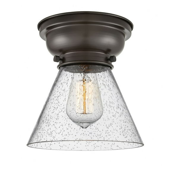 623-1F-OB-G44 Innovations Lighting Cone - 1 Light Flush Mount In Industrial Style-7.4 Inches Tall and 7.75 Inches Wide-Oil Rubbed Bronze Finish-Seedy