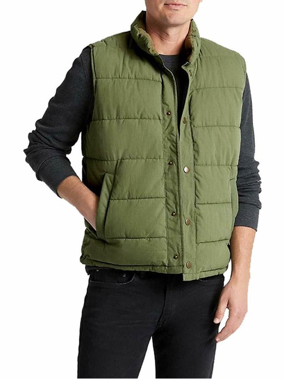 New Gap Mens Cactus Green Full Zip Warmest Puffer Vest Jacket Coat 2XL XXL 7617-5M