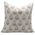 thumbnail image 4 of Fabdivine Block Print Throw Pillow Cover, 26x26 Inch Pure Linen Decorative Cushion Cover, Floral Print Boho Design Green Pillow Cover for Sofa and Couch, 4 of 5
