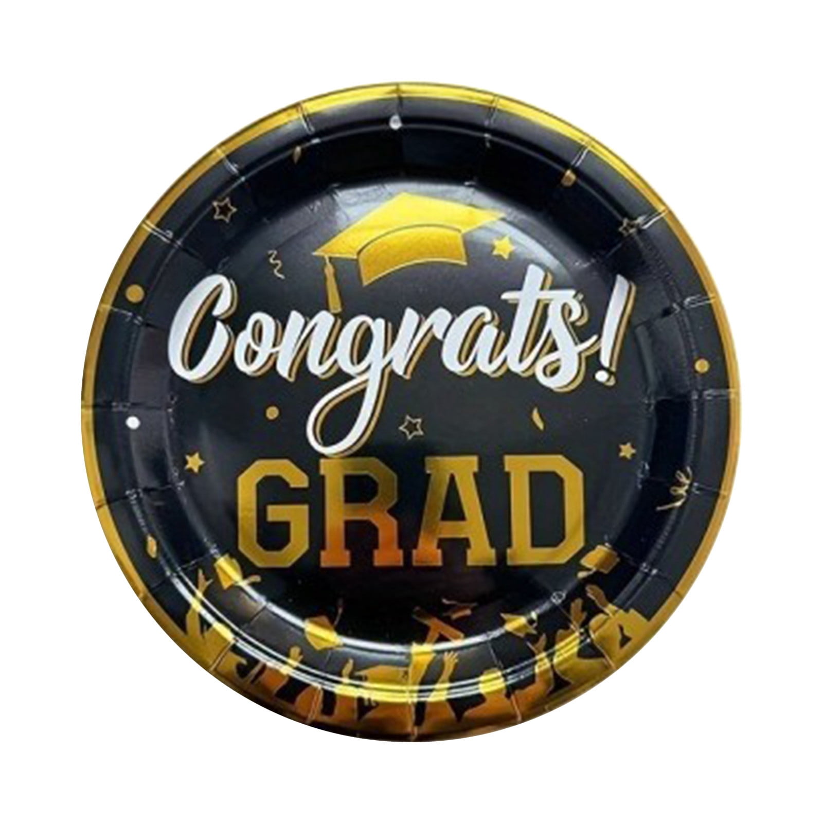 50 Pack Graduation Paper Plates, 9 Inch Black and Gold Party Supplies, Congrats Grad & You Did It Design, Disposable Dinner Plates for Class of 2026 High School and College Graduation Decorations