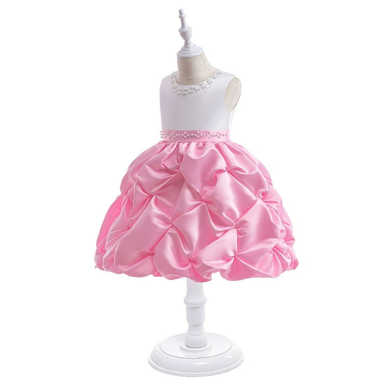 Little Girl Dresses Beaded Satin Cloth Princess Dress Festival Catwalk  Christening Dress Flowy Beach Dress,Size 5 Years-6 Years - Walmart.com