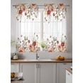 thumbnail image 2 of Pink Floral Tier Curtains 45 Inch Length,Sheer Curtains for Bedroom Living Room Window Spring Pastoral Botanical Wildflowers Leaves Small Half Window Kitchen Curtains & Drapes 27.5"x45" 2 Panels, 2 of 6