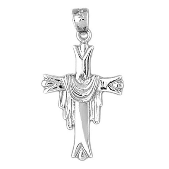 Jewels Obsession Sterling Silver Cross With Shroud Pendant