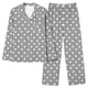 thumbnail image 5 of Pijama informal de manga larga con estampado para mujer, traje de pijama con solapa holgada y bolsillo con botones, top y pantalones de poliéster., 5 of 7