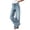 Light Blue, variant on Womens Wide Leg Jeans Crossover Button Elastic Waisted Baggy Straight Leg Jeans Loose Trendy Denim Pants with Pockets