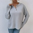 thumbnail image 2 of Fesfesfes Women Sweater Casual Sexy Round-Neck Long Sleeve Tops Blouse Tops on, 2 of 9