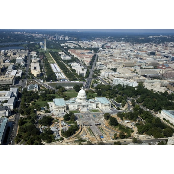 Print: Aerial Of The U.S. Capitol Under Restoration, Washington, D.C., 2006