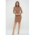 thumbnail image 2 of Women's Long Sleeve Midi Cocktail Bodycon Dress, Stretchy Ribbed Knit, High Neck(Latte X-Large Size), 2 of 6