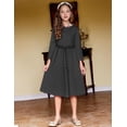 thumbnail image 3 of Oudiya Girls Scallop Trim Party Dress A-Line Formal Midi Belted Dresses with Pockets for kids 6-15Y, 3 of 7