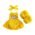 thumbnail image 4 of HCNTES Baby Girl Halloween Outfits Furry Patchwork Embroidery Sleeveless Neck Romper(Yellow&6,12-18 Months), 4 of 4