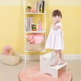thumbnail image 4 of WOOD CITY Wooden Toddler Step Stool for Kids, White Two Step Children's Potty Stool with Handles, Bonus Non-Slip Pads for Safety, Bathroom & Kitchen, Dual Height, 4 of 7