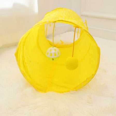 LULULION Small Pet Tunnel Cat Tunnel Yellow Foldable Practical Use Indoor Play 1Pack