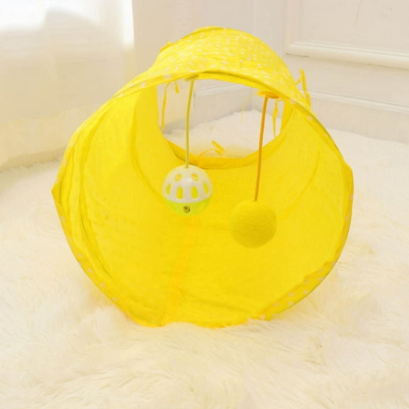 LULULION Small Pet Tunnel Cat Tunnel Yellow Foldable Practical Use Indoor Play 1Pack