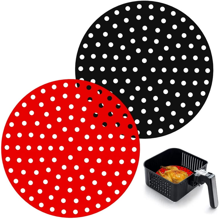Silicone Air Fryer Liners, Moyeeka 2-Pack Air Fryer Silicone Liners 8 inch  Reusable Air Fryer Silicone Basket Heat Resistant Easy Clean Square For 4  To 7 Qt For Air Fryer Oven Accessories (