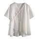 thumbnail image 2 of Amousa - Camiseta clásica vintage de lino para mujer, estilo chino, con cuello en V, estilo túnica Pankou, blusa blanca con botones para mujer, 2 of 5