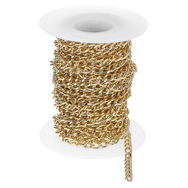 Uxcell Chaîne à maillons ovales en aluminium de 16,4 pieds, 5x4x1mm, Or