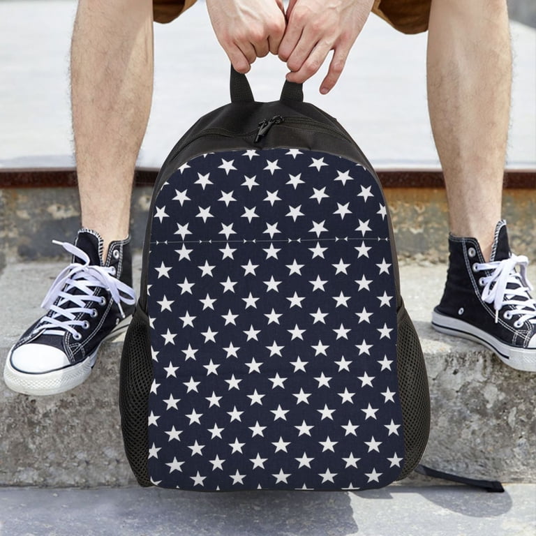Stars Navy Blue White Backpack Travel Bag For Men Women  display picture 1