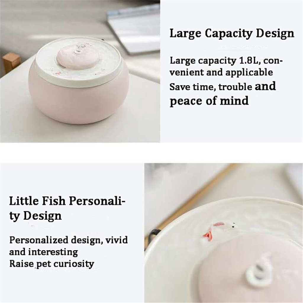 RKXQT Ceramic Cats Drinking Water Fountain 1.8L Cats Dogs Drinker Bowl Electric Automatic Water Feeder Dispenser Pet Bowls Keep Warm