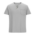 thumbnail image 5 of V Neck T Shirts for Men with Pocket and Button Short Sleeve Tshirts Shirt Mens Casual Solid Color Pullover Slim Basic Going-Out Loungewear Tees Tops, 5 of 5