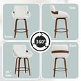thumbnail image 4 of ClinQ Counter Height Swivel Bar Stools Set of 2, PU Leather Upholstered 360° Rotating Chairs with Walnut Legs and Metal Footrest, Beige, 4 of 6