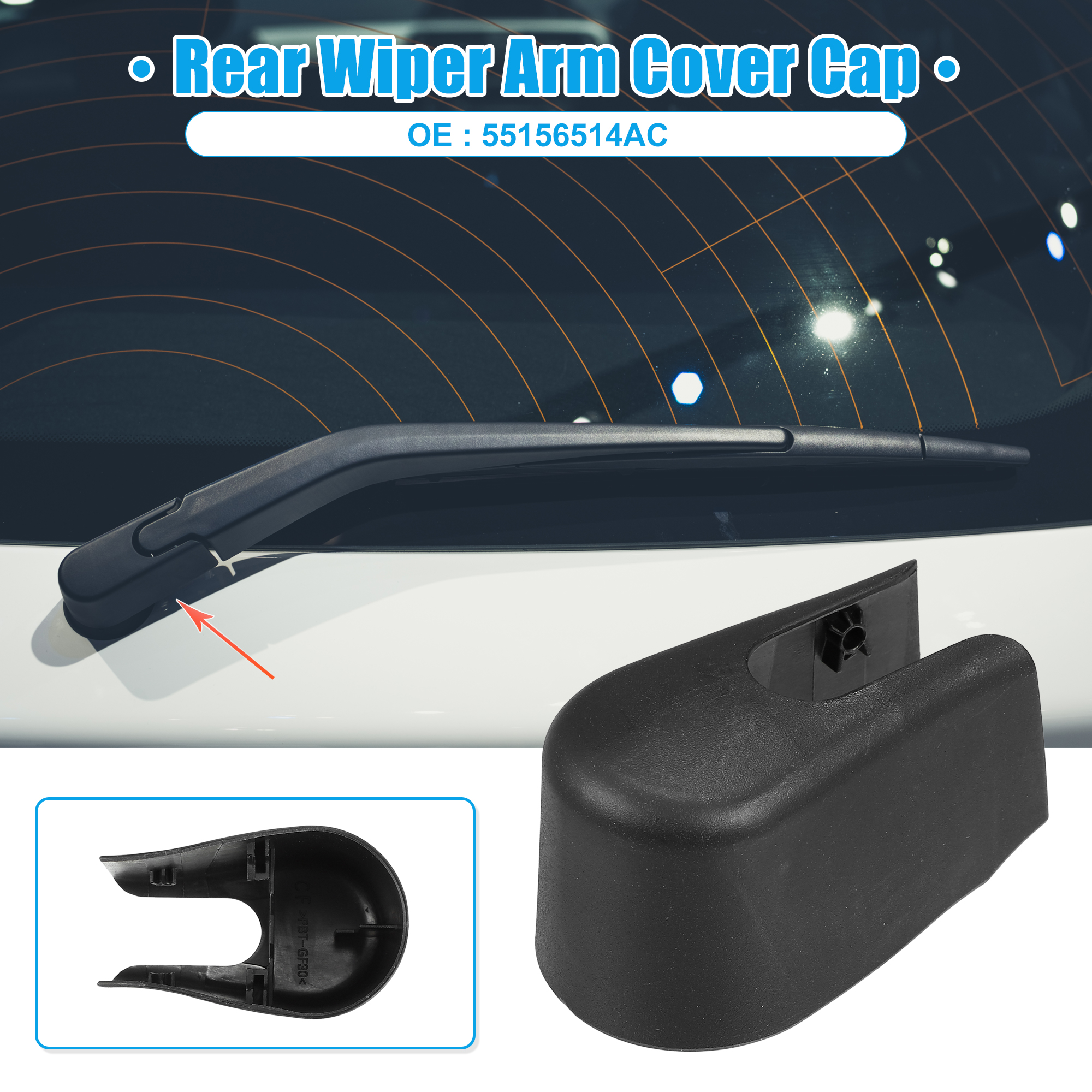 Unique Bargains Rear Wiper Arm Nut Cover Cap for Volvo XC90 1-Pack Black