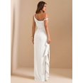 thumbnail image 2 of White One Shoulder Ruched Wrap Maxi Dress With Asymmetrical Ruffle Hem And Draped Detail, 2 of 7