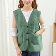 thumbnail image 4 of Jinhomg Baby Boys Girls Fleece Vest Sleeveless Lightweight Jacket Buttons Sherpa Vest Toddler Kids Fall Winter Waistcoat Outerwear with Pocket 5-6 Years, 4 of 6