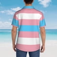 thumbnail image 5 of Transgender Pride Flag LGBT Mens Hawaiian Shirt Short Sleeve Casual Button Up Tropical Summer Beach Shirt, 5 of 9