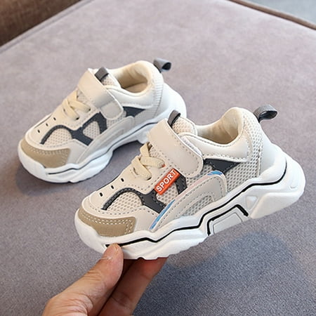 LoyisViDion Toddler Shoes Clearance Toddler Infant Kids Baby Boys Girls Mesh Shoes Breathable Sport Running Shoes Sneakers White 15-18Months
