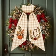 thumbnail image 3 of Halloween Pumpkin Wreath Sash, Fall Front Door Decor Monogram Initial, Plaid Pumpkin Bow Decorative Tie for Wreath Garland Yard by Akmoler, 5.12" × 54.33", 3 of 6
