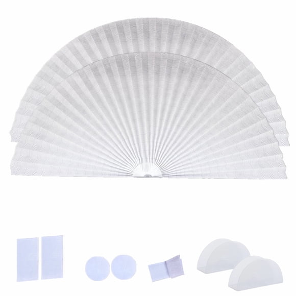 Yogsey 2 Pzas Persianas Plisadas de Ventana con Forma Ondulada Arco Media Luna Shades de Ventana sin Cordón de Tela No Tejida Autoadhesivas Shades Media Luna Cubierta Redonda de Ventana Fácil de